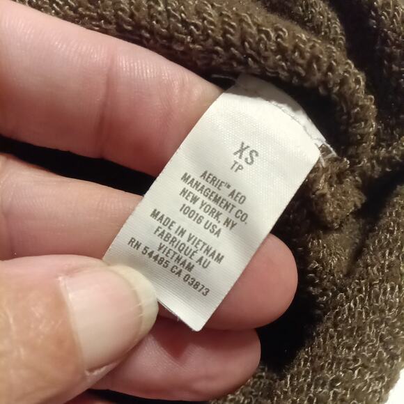 Aerie Crop Top Sweatshirt Size Xs Long Sleeve 1/4 Zip Pullover Green Women's - Picture 4 of 10